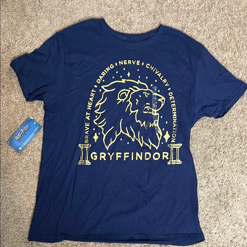 Harry Potter Gryffindor Blue T-Shirt with Gold Lion Design